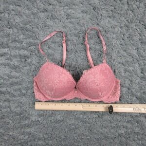 Victoria's Secret Bra Womens 34B Pink Lace Push Up Padded Molded Lined NWT